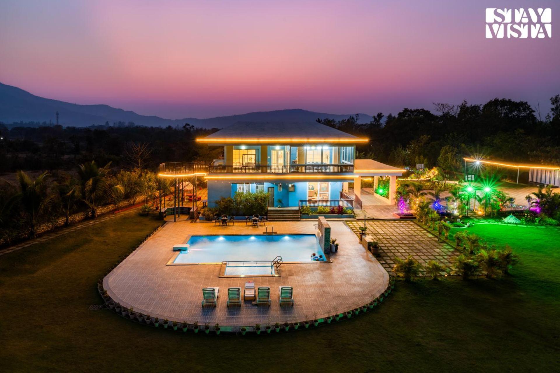 Stayvista'S Hillside Meadows - Mountainside Retreat With Farm View, Pool & Deck, Lawn & Gazebo Chinchavli Zewnętrze zdjęcie